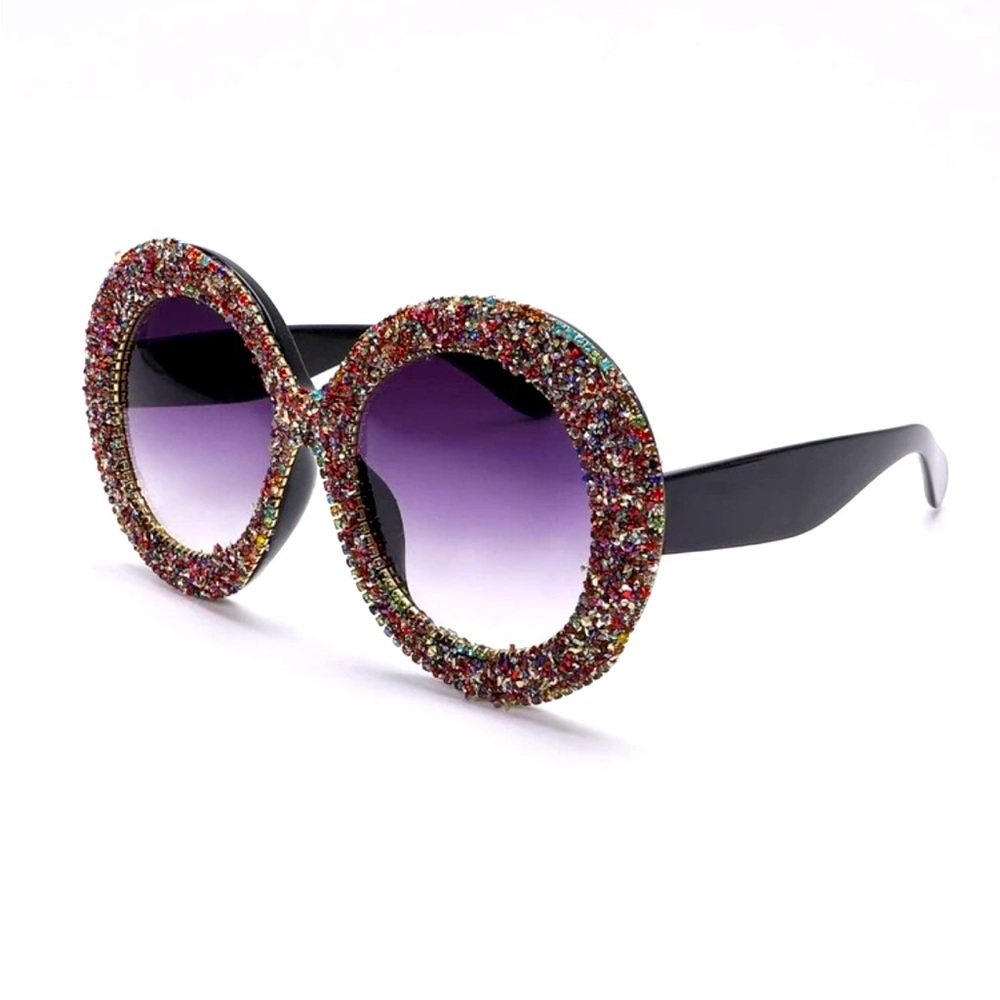 Multi color rhinetones big sunglasses